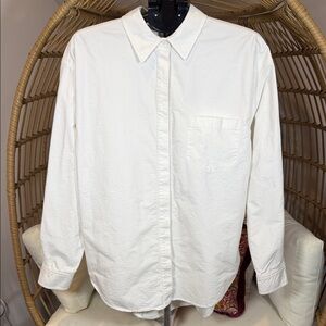 Good American Cotton Button Down Long Sleeve Shirt